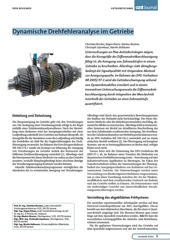 Dynamische Drehfehleranalyse im Getriebe