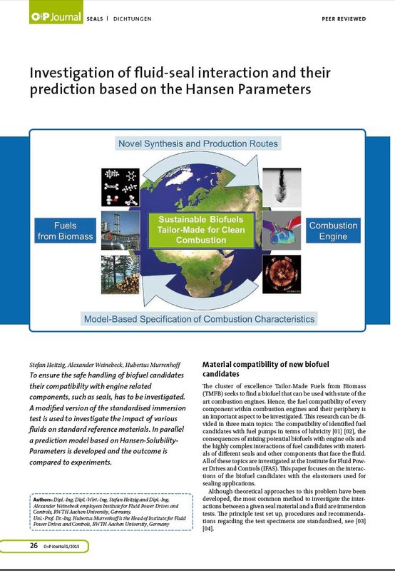 Investigation of fluid-seal interaction and their prediction based on the Hansen Parameters