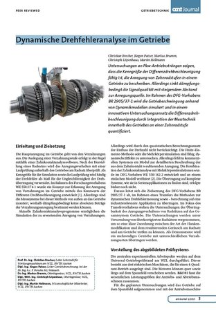 Dynamische Drehfehleranalyse im Getriebe