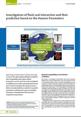 Investigation of fluid-seal interaction and their prediction based on the Hansen Parameters